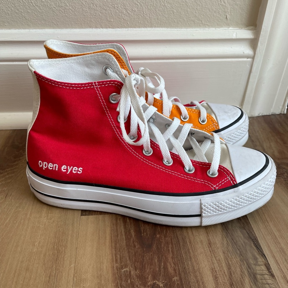 Custom two tone Converse platform high tops